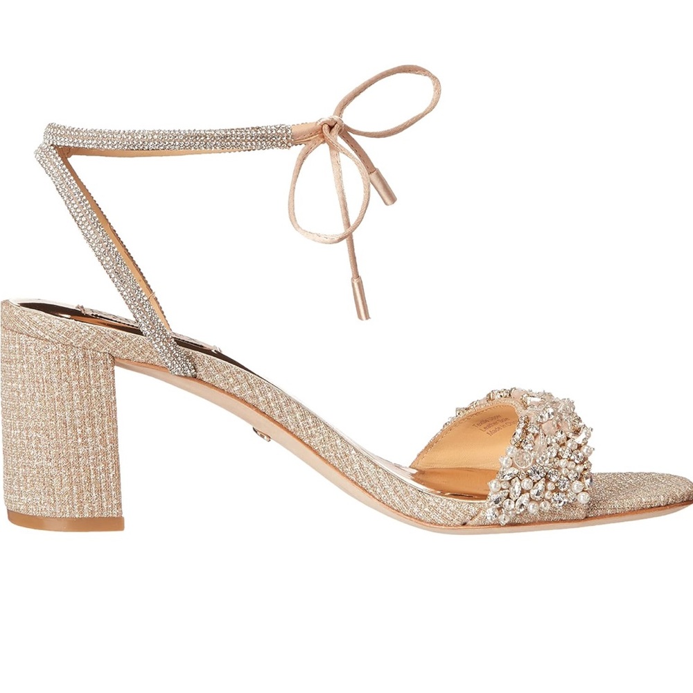 Badgely Mischka Jeweled Kay Heel in Pale Gold - Picture 4 of 12